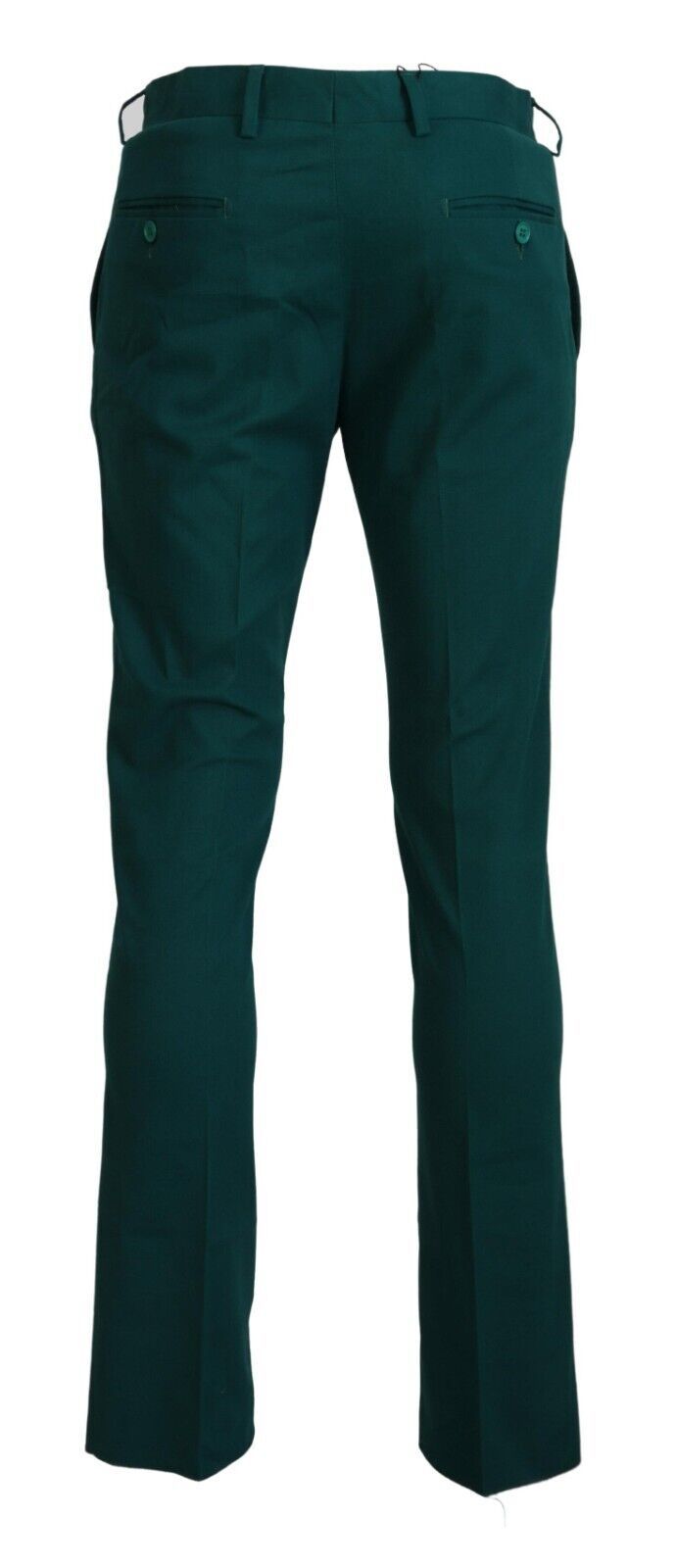 Pantalones de algodón puro de color verde elegantemente confeccionados