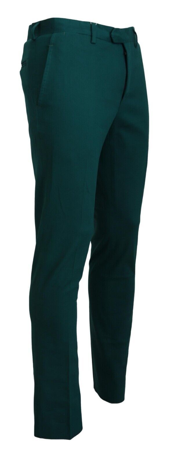 Pantalones de algodón puro de color verde elegantemente confeccionados