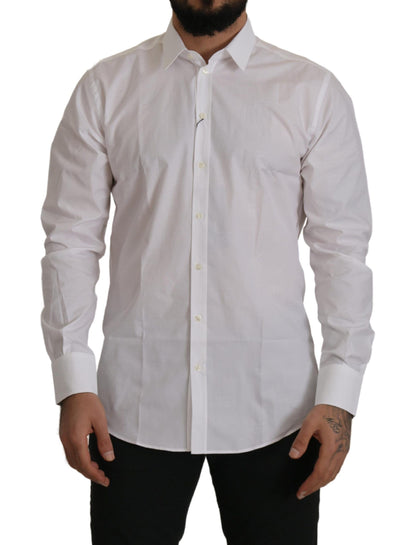 Camisa de vestir elegante de estilo martini blanca de corte entallado