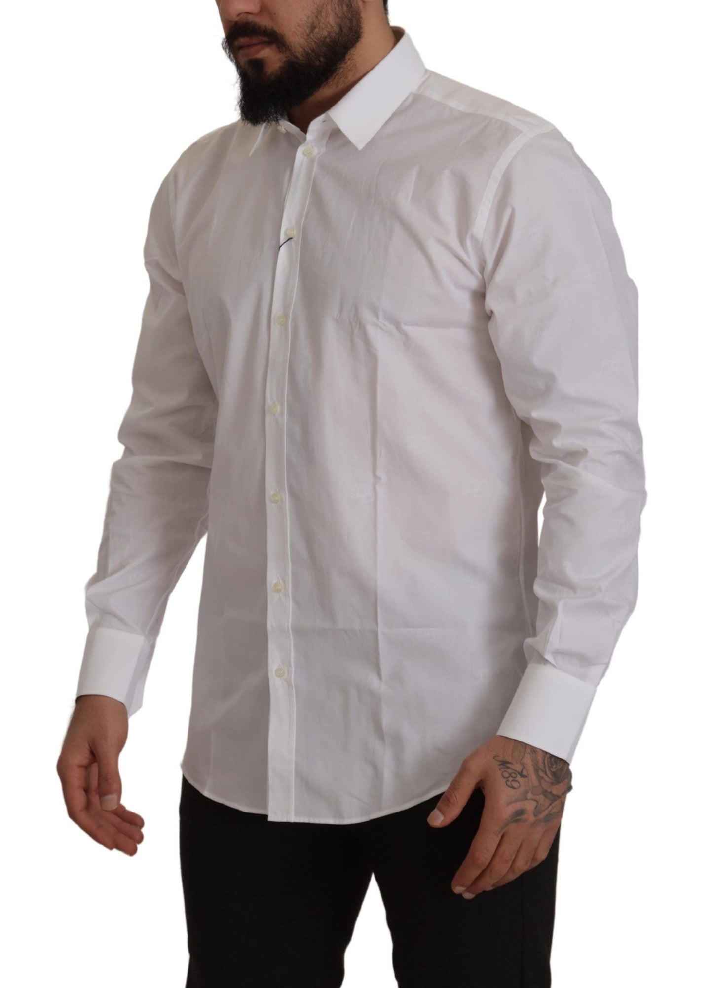 Camisa de vestir elegante de estilo martini blanca de corte entallado