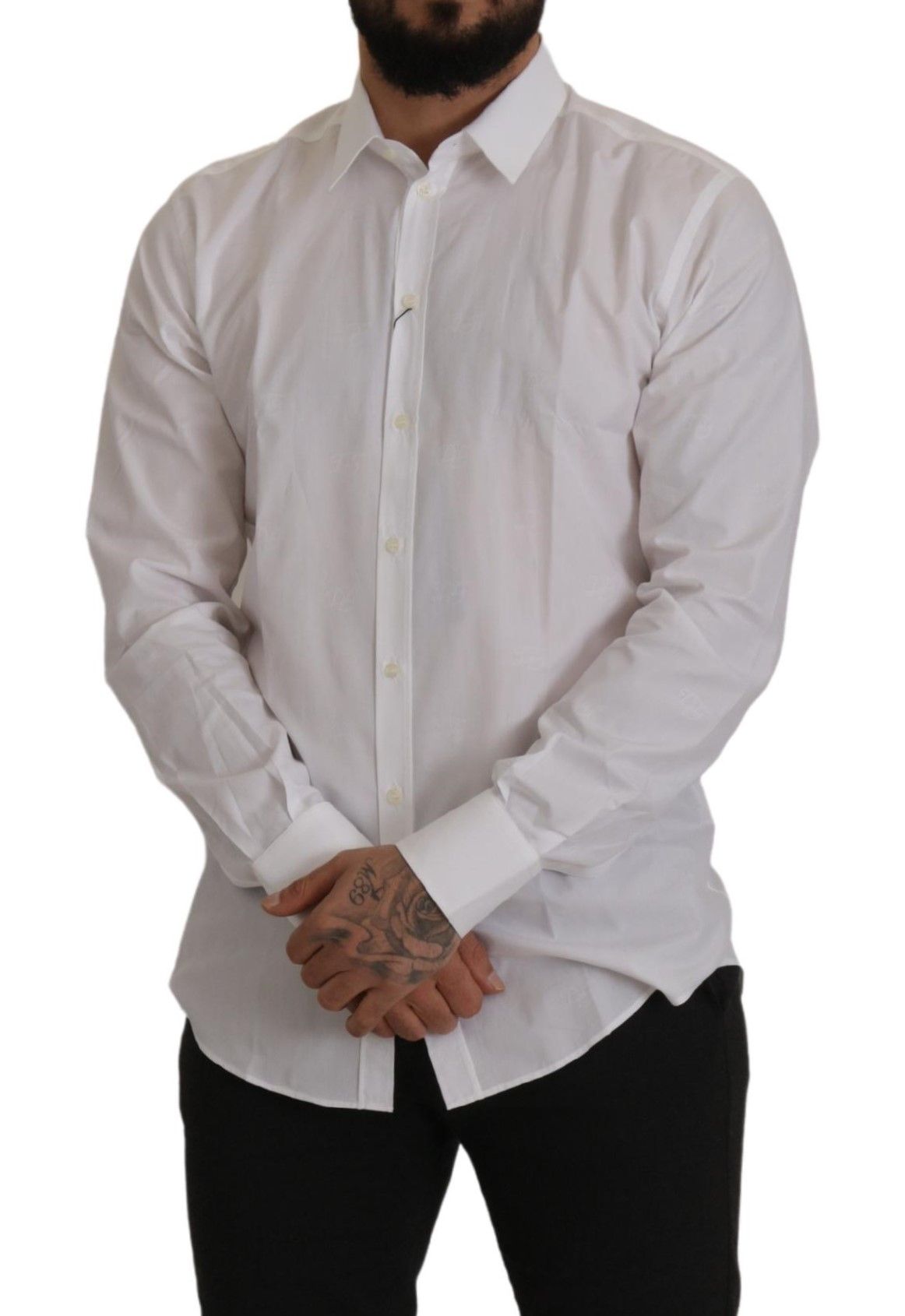 Camisa de vestir elegante de estilo martini blanca de corte entallado