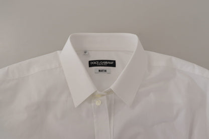 Camisa de vestir elegante de estilo martini blanca de corte entallado