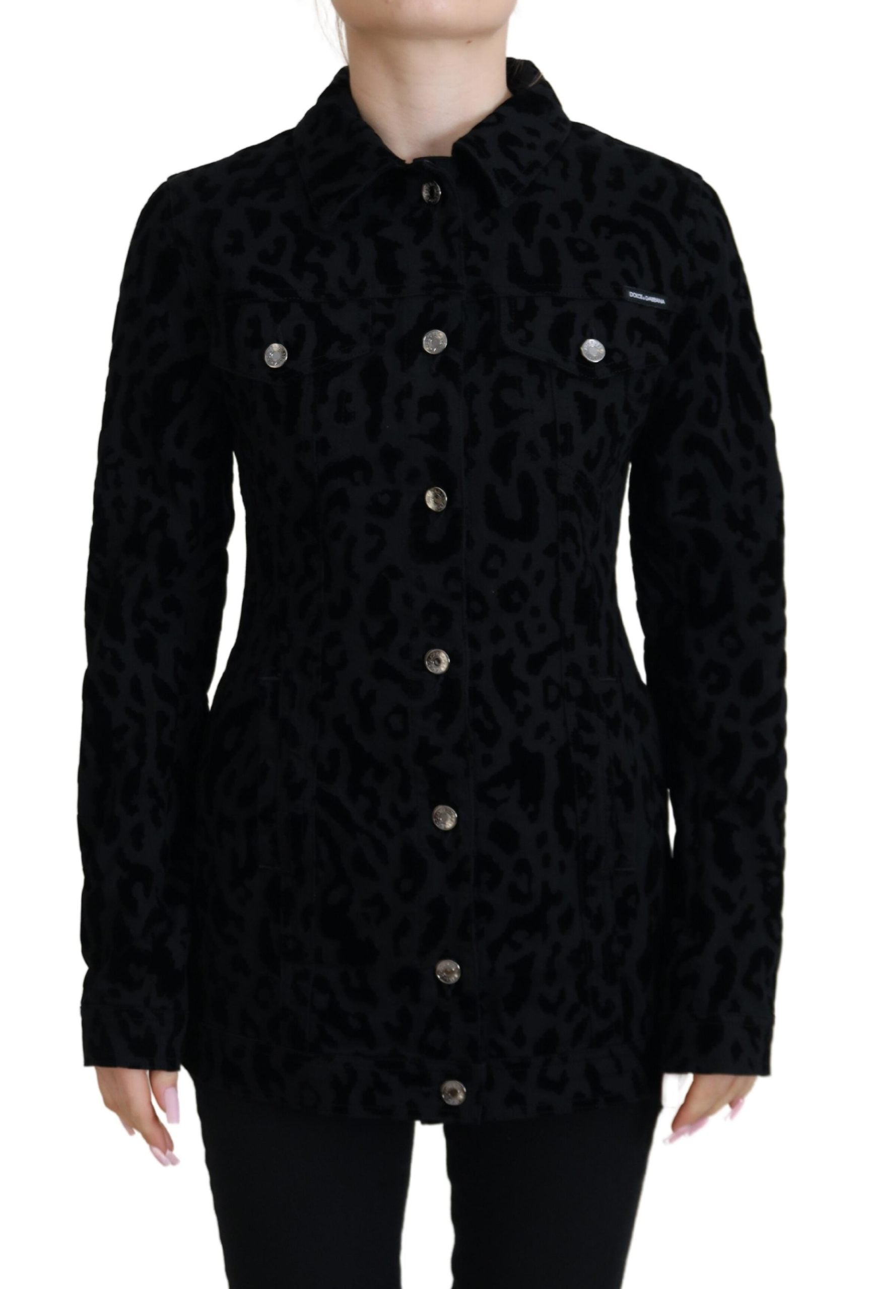 Schicke Jeansjacke mit Leopardenmuster