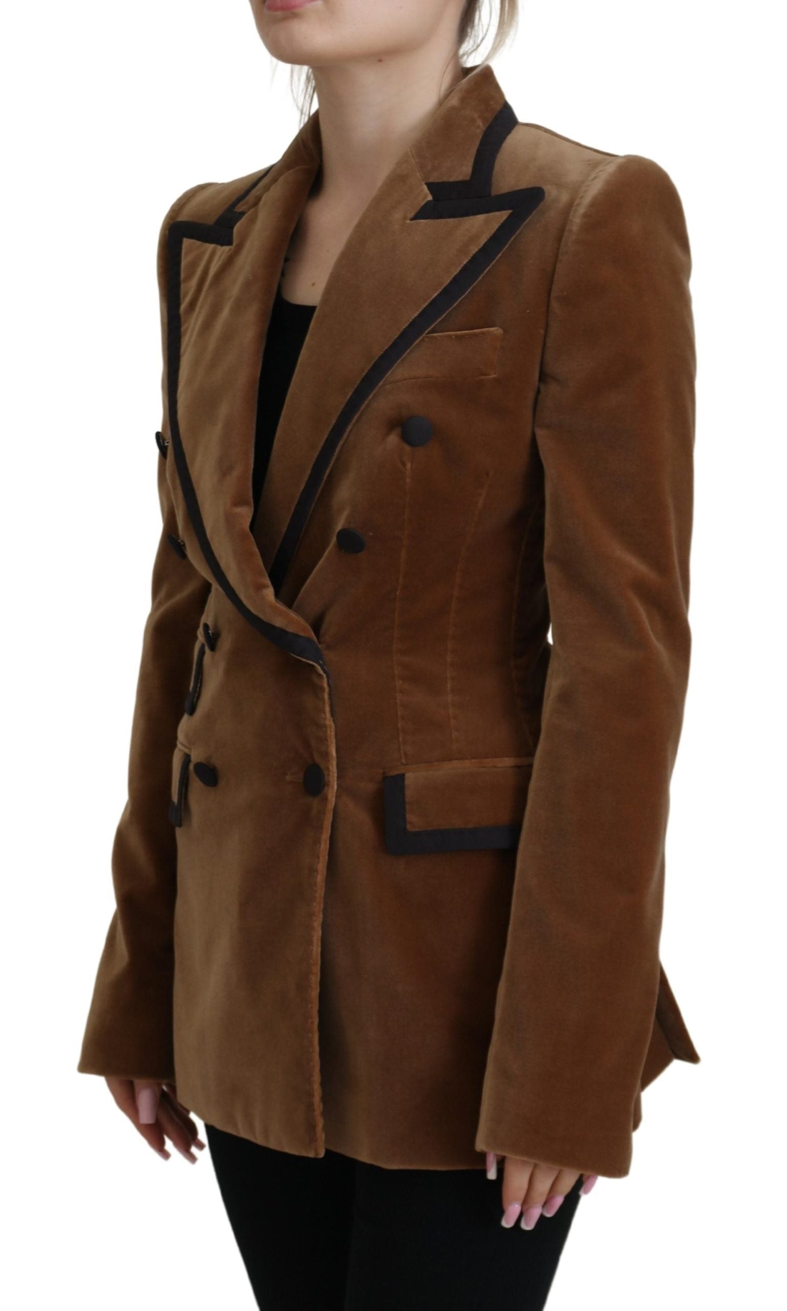 Elegant Double Breasted Brown Blazer Jacket