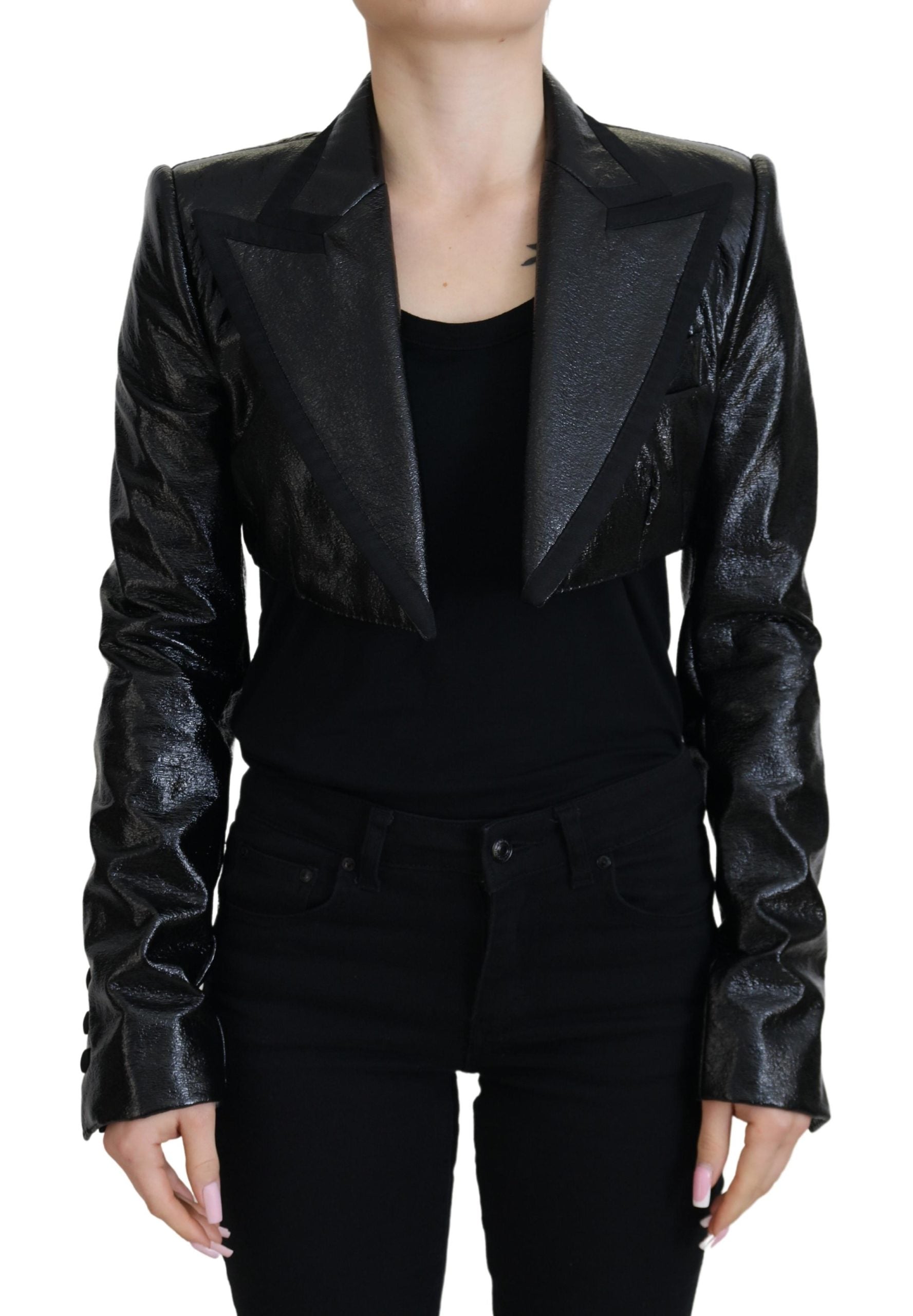 Elegante kurze schwarze Designerjacke