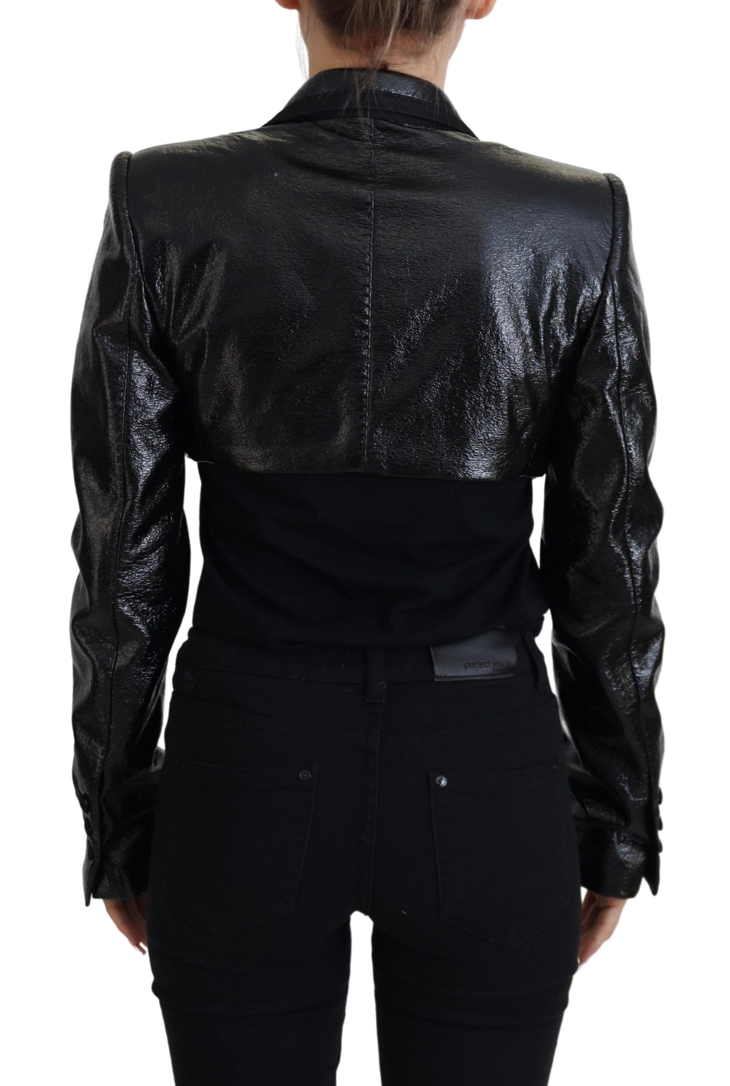 Elegante kurze schwarze Designerjacke