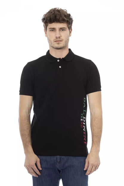 Schwarzes Poloshirt aus Baumwolle für Herren