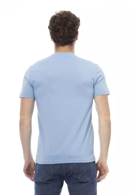 Camiseta de algodón azul claro para hombre