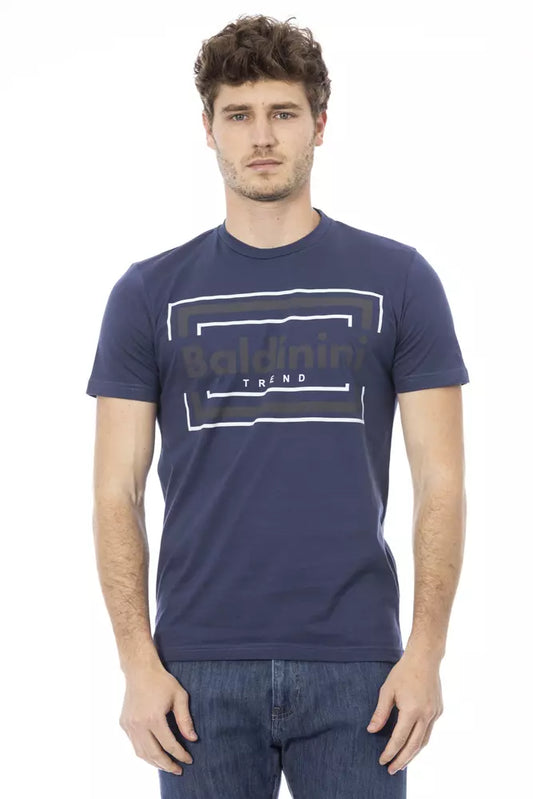 Camiseta de algodón azul para hombre