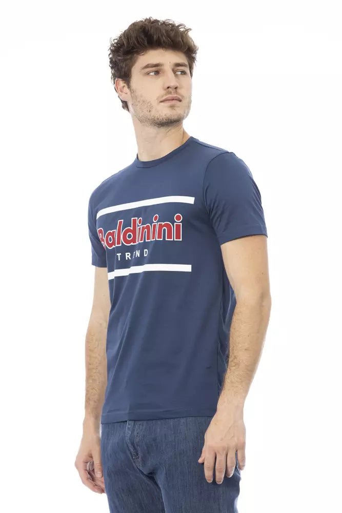 Camiseta de algodón azul para hombre