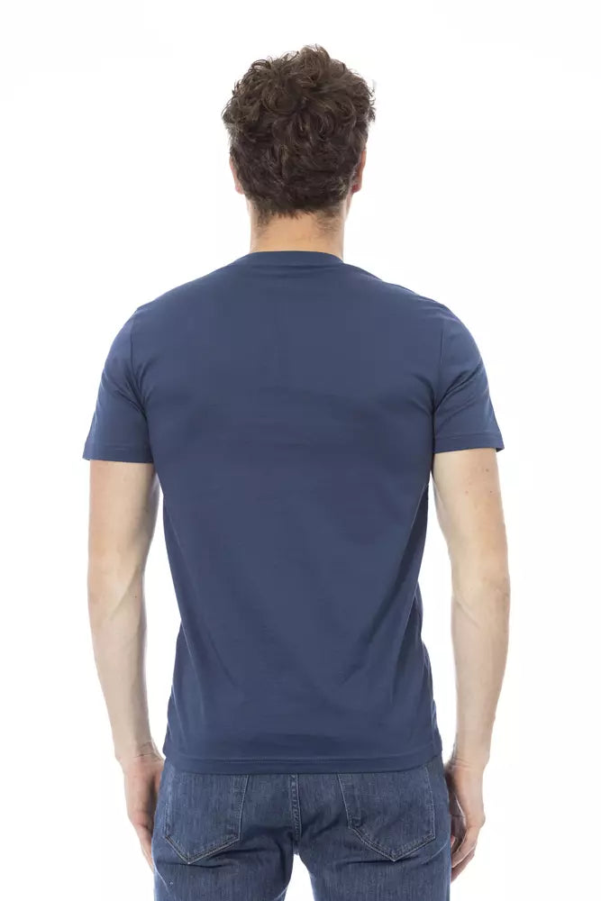 Camiseta de algodón azul para hombre