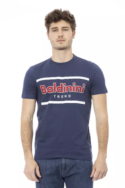 Camiseta de algodón azul para hombre