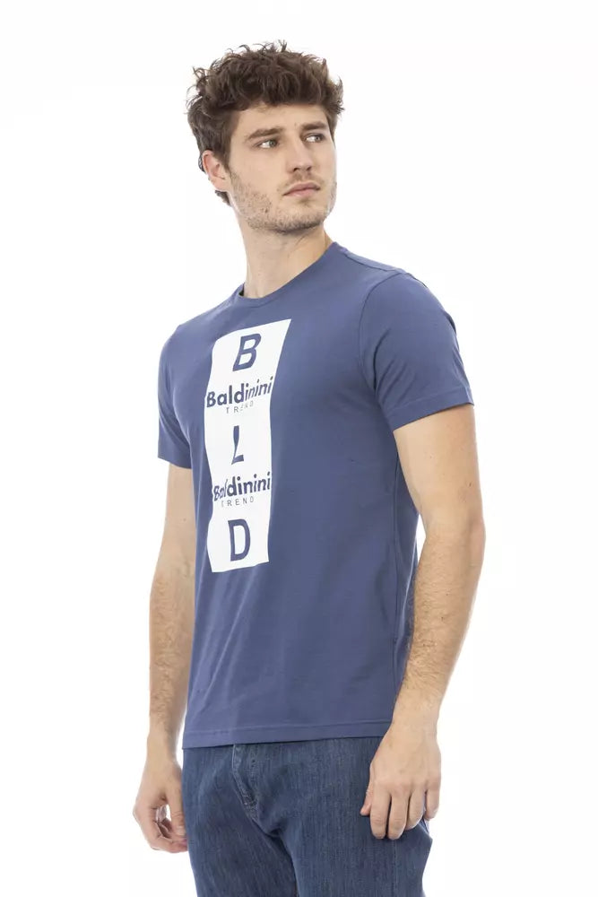 Camiseta de algodón azul para hombre