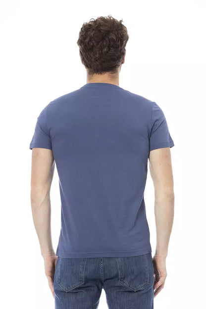 Camiseta de algodón azul para hombre