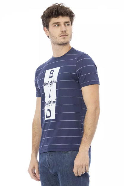 Camiseta de algodón azul para hombre