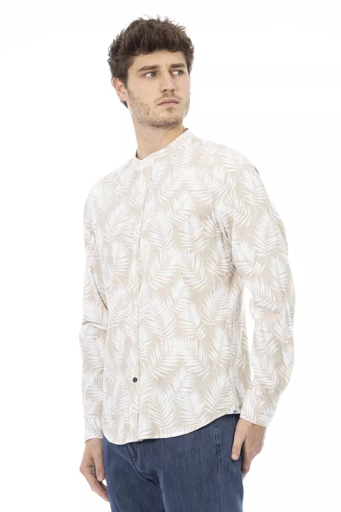 Camisa de algodón beige para hombre