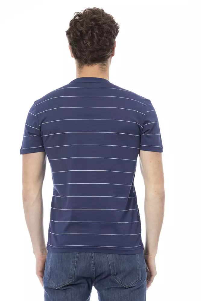 Camiseta de algodón azul para hombre