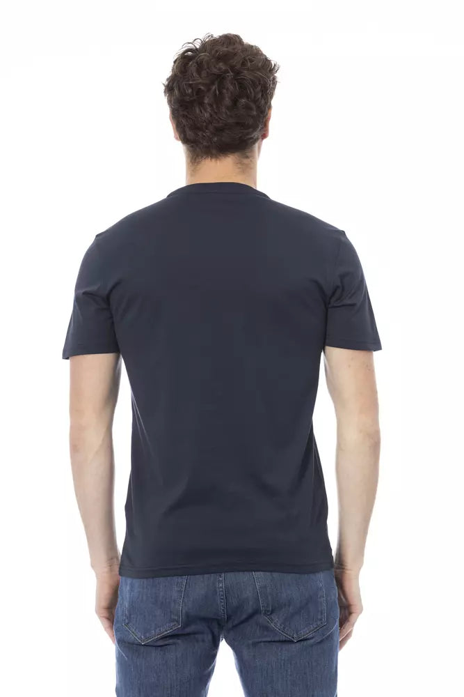 Camiseta de algodón azul para hombre