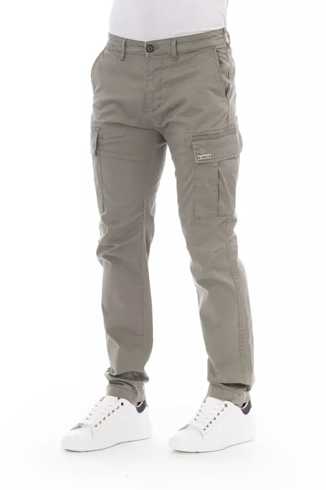 Pantalón cargo de algodón beige para hombre