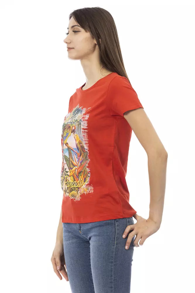 Top de algodón rojo para mujer