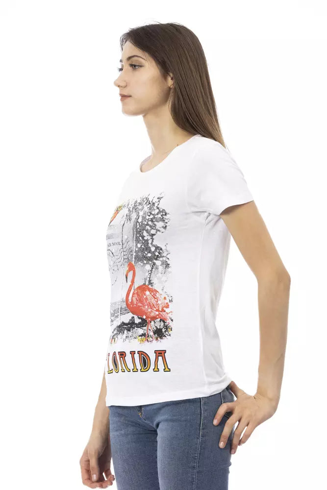 Camiseta de algodón blanca para mujer