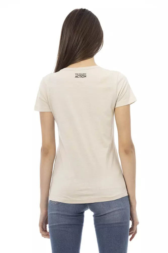 Beiges Baumwoll-T-Shirt für Damen