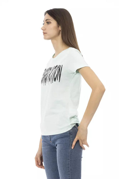 Light Blue Cotton Women T-Shirt