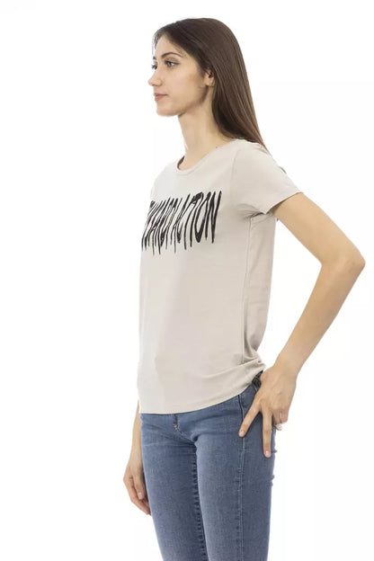 Top de algodón beige para mujer