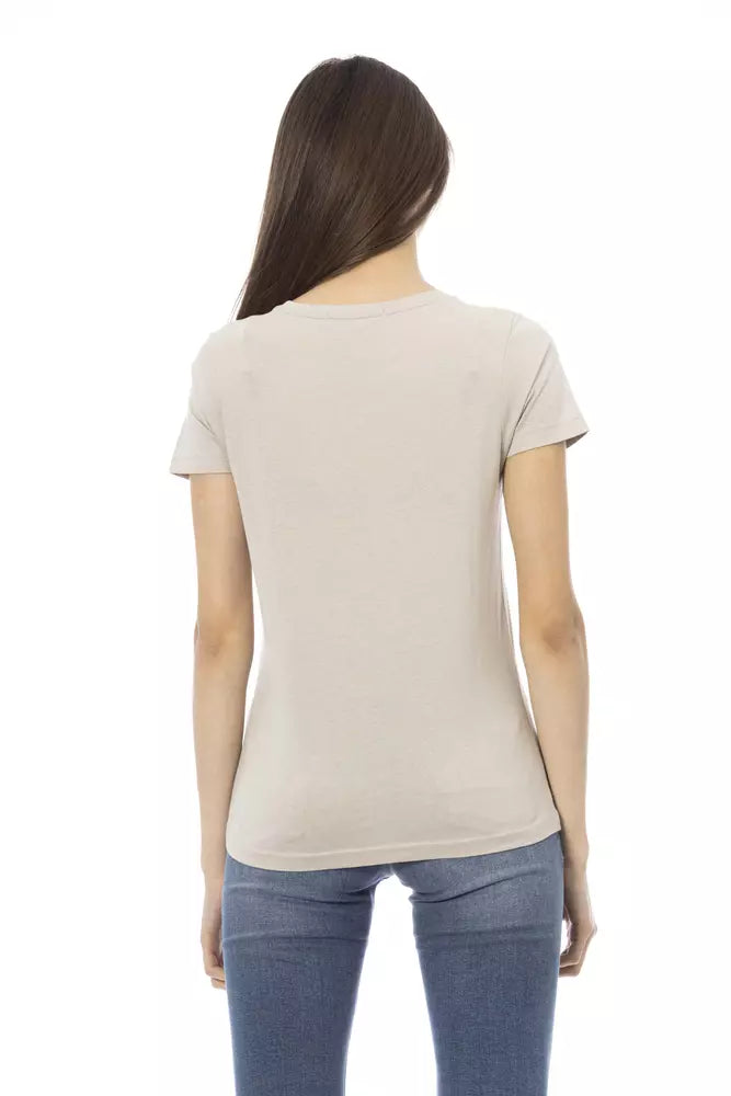 Top de algodón beige para mujer