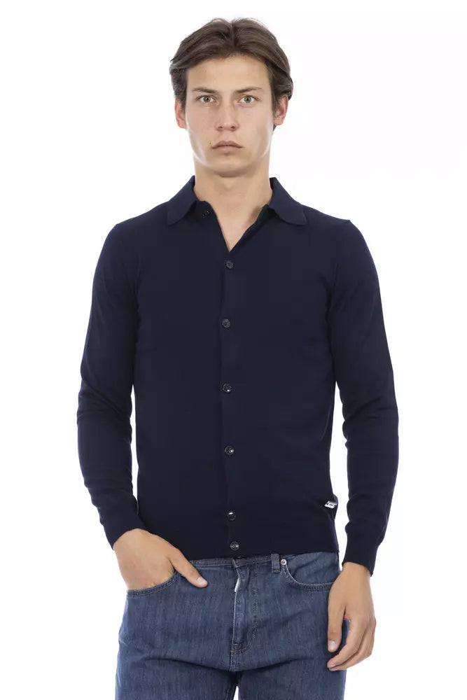 Camisa de algodón azul para hombre