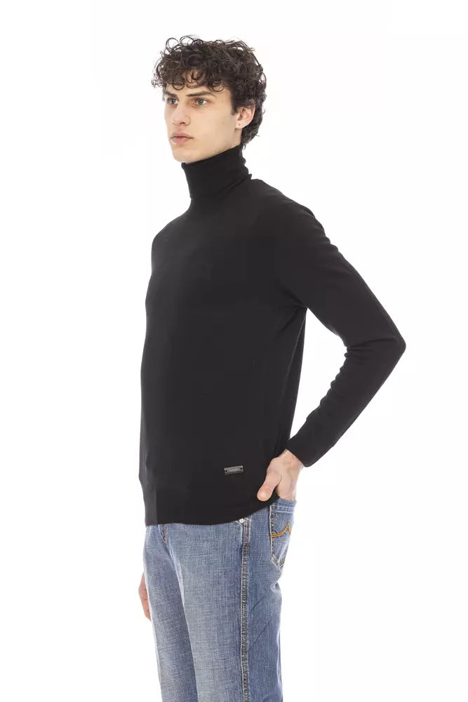 Schwarzer Stoff Herren Pullover