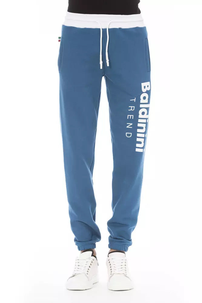 Blue Cotton Men Pant