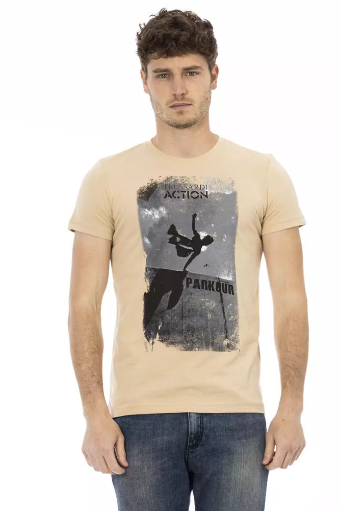 Camiseta de algodón beige para hombre