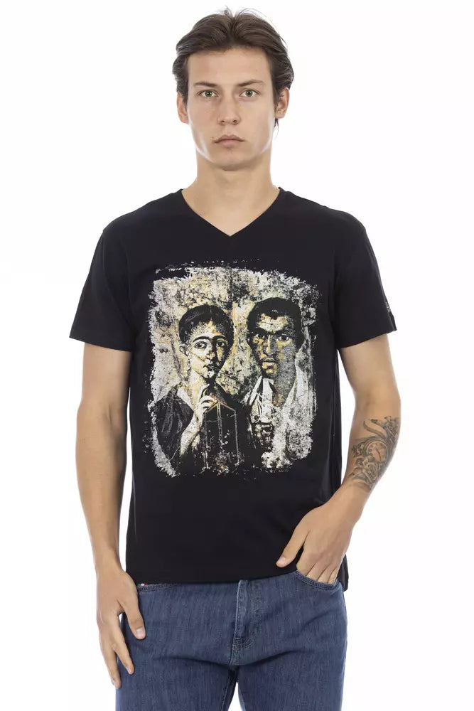 Camiseta de algodón negra para hombre