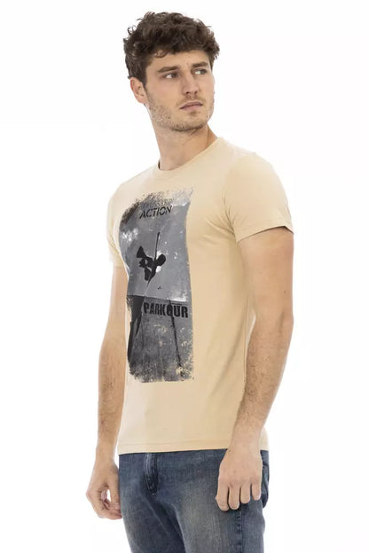 Camiseta de algodón beige para hombre