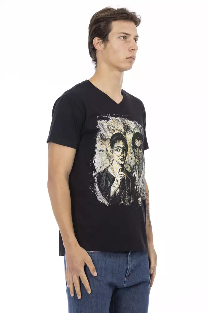 Camiseta de algodón negra para hombre