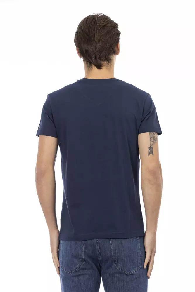 Camiseta de algodón azul para hombre