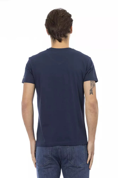 Camiseta de algodón azul para hombre