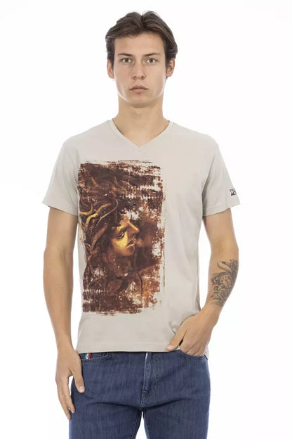 Beiges T-Shirt aus Baumwolle für Herren