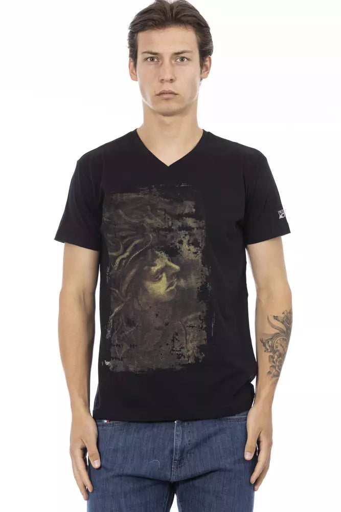 Camiseta de algodón negra para hombre