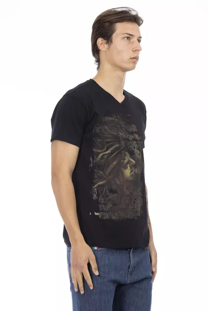 Camiseta de algodón negra para hombre