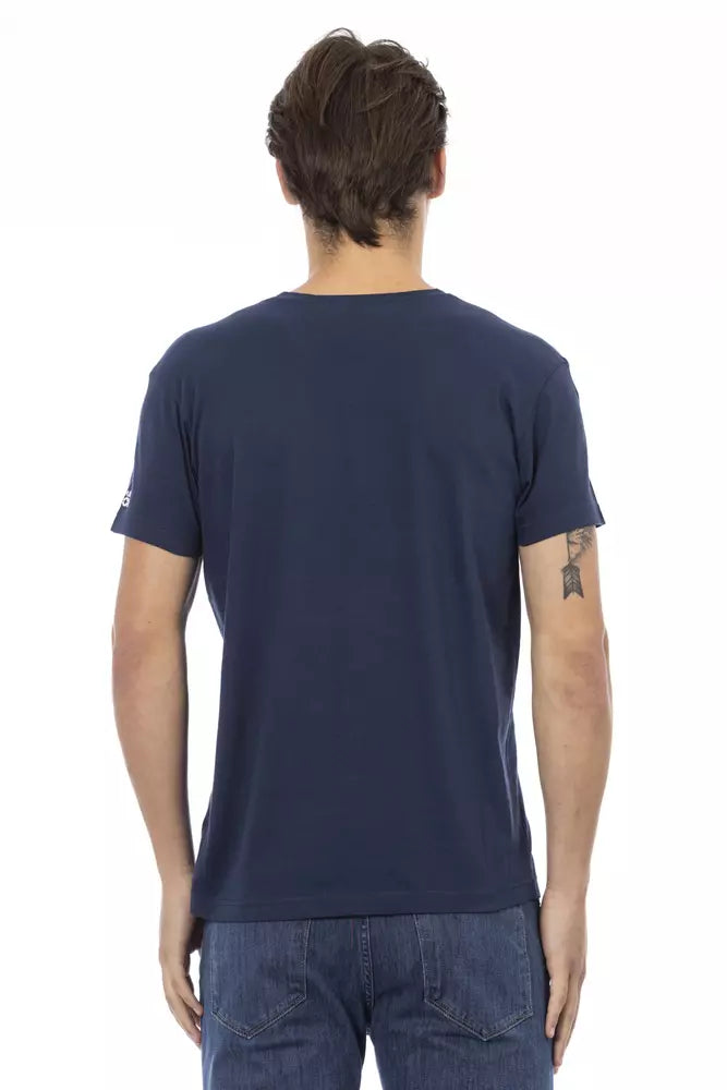 Camiseta de algodón azul para hombre