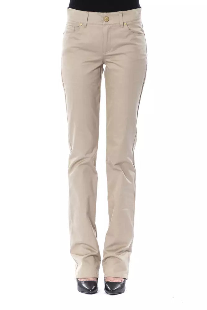 Beige Baumwollhose für Damen