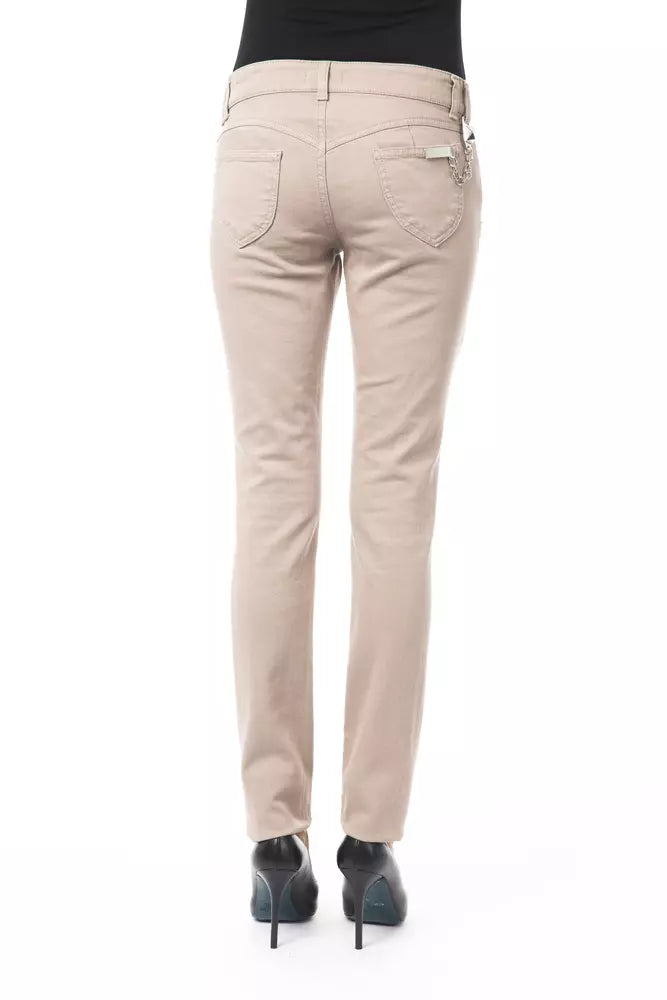 Beige Cotton Women Pant