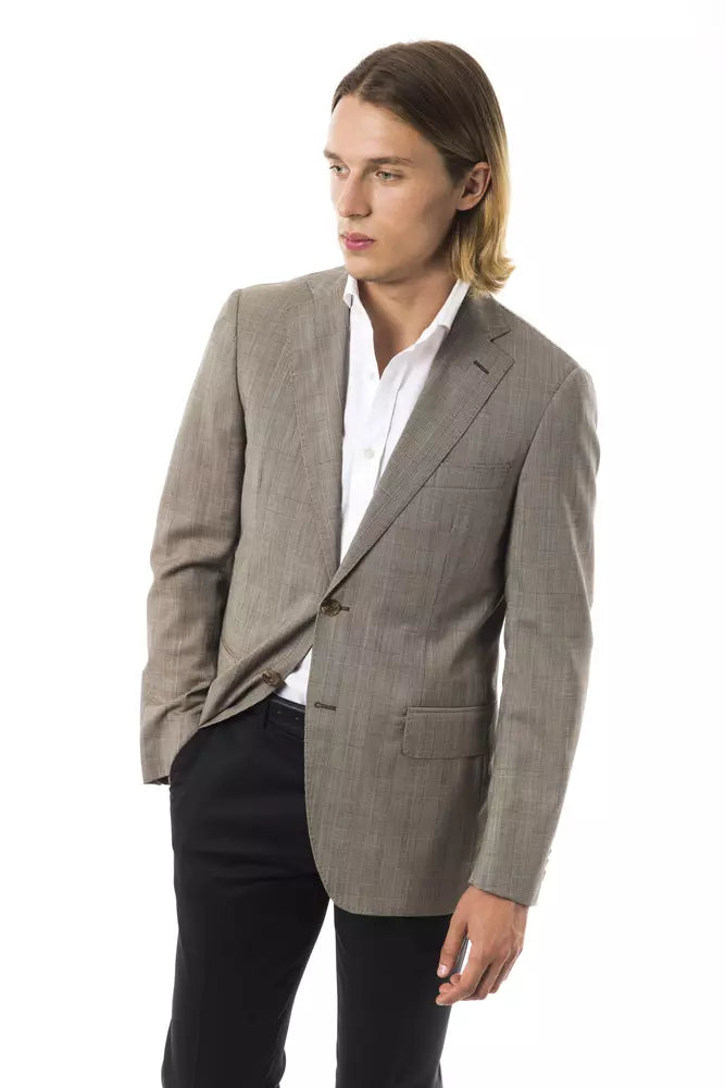 Gray Wool Men Blazer