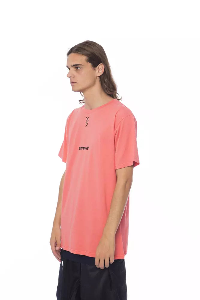 Rosa Baumwoll-T-Shirt für Herren