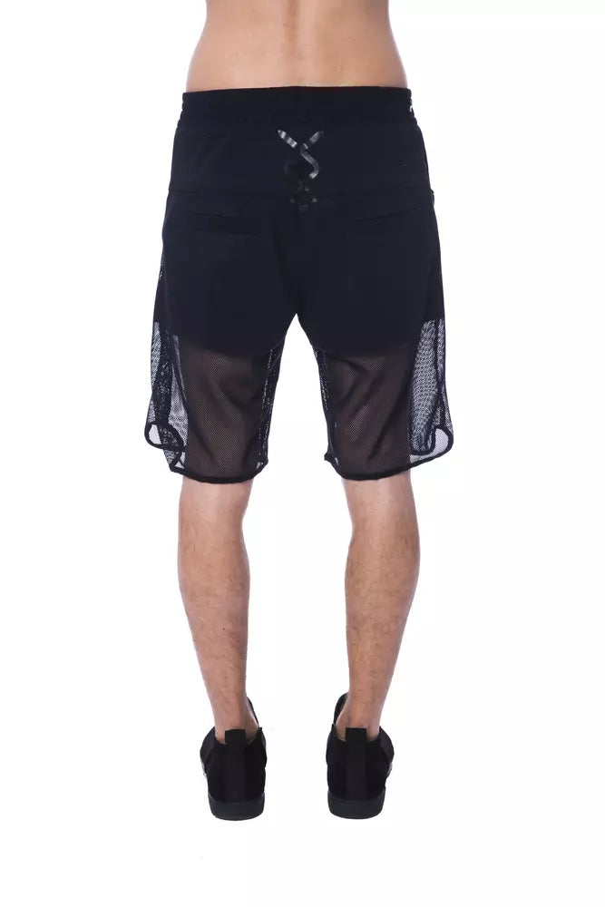 Schwarze Polyester-Shorts für Herren