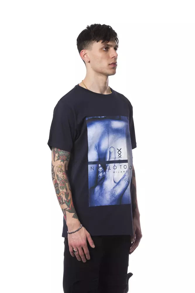 Blaues Herren-T-Shirt aus Baumwolle