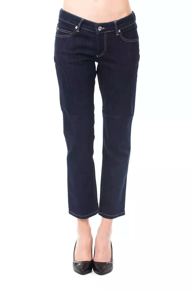 Blaue Capri-Jeans aus Baumwolle für Damen