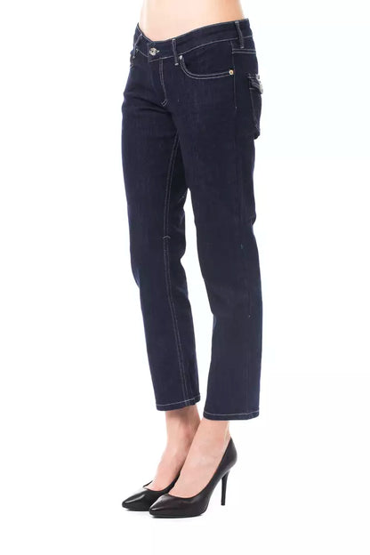 Blaue Capri-Jeans aus Baumwolle für Damen